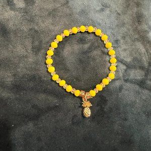 WOMENS Yellow Beaded Bracelet with Pineapple Charm